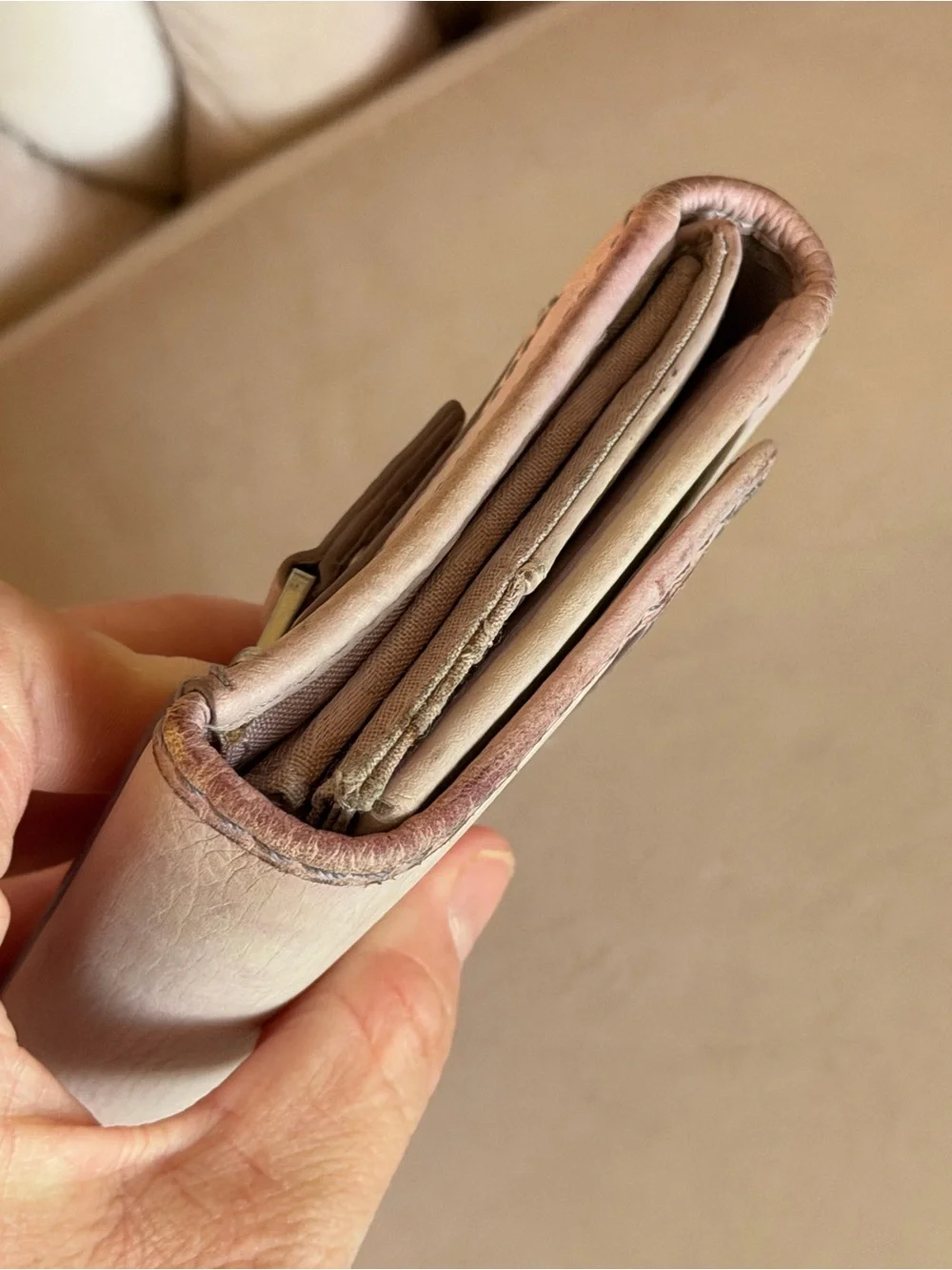 Fossil Pale Pink Leather Foldover Wallet with Silver-Tone Lock